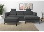 Ecksofa SIT & MORE "Olsen L-Form", grau (anthrazit), B:261cm H:88cm T:172cm, 100% Polyester, Sofas, Ecksofa, inklusive Sitztiefenverstellung, wahlweise mit Bettfunktion, 15cm hoch