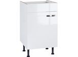 Spülenschrank KOCHSTATION "KS-Cara", weiß (weiß glanz, weiß), B:50cm H:87cm T:58,4cm, Schränke, Spülenschrank, Breite 50 cm
