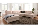 Wohnlandschaft SIT & MORE "Santorini U-Form", beige, B:340cm H:82cm T:224cm, Luxus-Microfaser ALTARA NUBUCK (100% Polyester) / Struktur (100% Polyester);Flachgewebe (100% Polyester) / Struktur (100% Polyester), Sofas, Wohnlandschaft, mit Federkern und Sitztiefenverstellung, wahlweise mit Bettfunktion