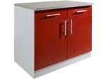 Unterschrank WIHO KÜCHEN "Kiel", front: burgund, korpus: steel grau, B:100cm H:85cm T:60cm, Schränke, Unterschrank, 100 cm breit, 60 cm tief
