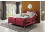 Boxspringbett HOME AFFAIRE "Messina2", rot, B:166cm L:240cm, Holzwerkstoff, Kunstleder, Massivholz, Komplettbetten, Boxspringbett, Liegekomfort elektrisch Verstellbar