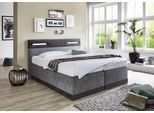 Boxspringbett, grau (anthrazit, grau), Ohne Topper, Liegefläche B/L: 160cm x 200cm, H3, 7-Zonen-Kaltschaummatratze, Bezug Obermatratze 100% Polyester, waschbar bis 60C;Bezug Unterbox und Kopfteil: Mikrofaservelours (100% Polyester), WESTFALIA SCHLAFKOMFORT, Komplettbetten, Boxspringbett, mit LED-Beleuchtung