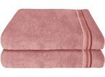 Duschtücher SCHIESSER "Skyline Color aus 100 % Baumwolle mit eleganter Streifenbordüre", rosa (altrosa), B:70cm L:140cm, Frottier, Frottier, Handtücher, Duschtücher, MADE IN GREEN by OEKO-TEX