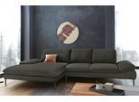 Ecksofa W.SCHILLIG "enjoy&MORE, Designsofa, bequem, zeitlos und elegant, L-Form", grün (hunter r66), B:340cm H:87cm T:185cm, Chenille-Flachgewebe R66 (85% Polyester, 15% Nylon);Longlife Xtra-Leder Z59: Glattleder mit modischer Prägung. Hautstärke 0, 9 - 1, 1 mm;Stoff S37 (100% Polyester), Sofas, Ecksofa, Sitztiefenverstellung, Füße schwarz pulverbeschichtet, Breite 340 cm