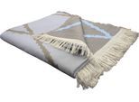 Wohndecke ADAM "Casket Valdelana", beige (beige, weiß), B:145cm L:190cm, Baumwolle, Wohndecken, Wohndecke, mit grafischem Muster, Kuscheldecke