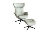 Relaxsessel FLEXLUX "Fernsehsessel More, ergonomisch, drehbar, robuster Fuß, Scandi", weiß (warm weiß), B:90cm H:107cm T:89cm, 100% Echtleder, Sessel, Relaxsessel, Premium Komfort, Rücken- & Kopfteilverstellung, drehbar, Fuß schwarz