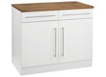 Unterschrank KOCHSTATION "KS-Samos", weiß (weiß, wotaneichefarben), B:100cm H:85cm T:60cm, Schränke, Unterschrank, 100 cm breit