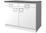 Unterschrank FLEX-WELL "Lucca", weiß (weiß matt, caledonia), B:100cm H:85cm T:57cm, Holzwerkstoff, Schränke, Unterschrank, (B x H x T) 100 x 85 x 60 cm, für viel Stauraum