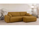 Ecksofa HOME AFFAIRE "Santenay mit Bettfunktion und Bettkasten, Maße: B/T/H 266/164/90 cm", gelb, B:266cm H:90cm T:164cm, 100% Polyester, Sofas, Ecksofa, L-Form mit Wellenfederung, Schlaffläche: 140x213 cm, auch in Cord