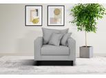 Sessel HOME AFFAIRE "VEYRAS Loungesessel, Maße B/T/H: 95/84/76 cm", grau (hellgrau), B:95cm H:76cm T:84cm, 100% Polyester, Sessel, Sessel, mit Wellenunterfederung, incl. Kissen