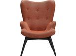 Sessel SALESFEVER "Komfortabler Relaxsessel zum Entspannen", rosa (kupfer), B:80cm H:92cm T:99cm, 100% Polyester, Sessel, Sessel, Zierknöpfe in der Rückenlehne