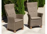 Gartenstuhl MERXX "Toskana", beige (natur), B:64cm H:109cm T:78cm, Rattan, Stühle, Gartenstuhl, 2er Set, Polyrattan/Akazienholz, inkl. Auflage