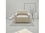 Sessel DOMO COLLECTION "Sintra ausklappbar zur Schlaffunktion, mit Rückenkissen", beige, B:106cm H:75cm T:116cm, 100% Polyester, Sessel, Sessel, Feinstruktur, beige