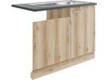 Spülenschrank OPTIFIT "Bella", beige (wildeiche, wildeiche, anthrazit), B:110cm H:84,8cm T:60cm, Holzwerkstoff, Schränke, Spülenschrank, Breite 110 cm, für teilintegrierten Geschirrspüler