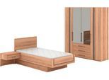 Schlafzimmer-Set MUSTERRING "Sorrent, Kleiderschrank, Bett & Nachtkommoden, teilmassiv Eiche", braun, ohne Matratze, B/H: 100cm x 200cm, Glas, Hartfaserplatte, Holz teilmassiv, Holzwerkstoff, Massivholz, Schlafzimmermöbel-Sets, Schlafzimmer-Set, Schrank mit Türen und Schubkästen, Bett schwebende Optik, teilmassiv