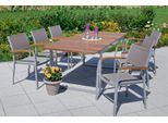 Garten-Essgruppe MERXX "Naxos", braun, Obermaterial: 100% Polyester, Sitzmöbel-Sets, Garten-Essgruppe, Aluminium, Textilbespannung aus 100 % Polyester, Akazienholz