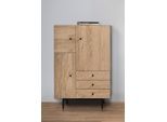 Highboard WOODMAN "Jugend Kommode", schwarz (eichefarben, schwarz), B:90cm H:140cm T:42cm, Sideboards, Highboard, Stauraumschrank mit Soft Close Funktion, Breite 90 cm, FSC