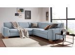 Ecksofa DOMO COLLECTION "Incanto kubische Formensprache, komfortabel, flache Armlehnen, L-Form", blau (eisblau), B:260cm H:81cm T:260cm, Sofas, Ecksofa, wahlweise mit Bettfunktion