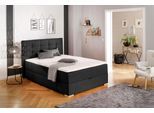 Boxbett HOME AFFAIRE "Olivet mit Bettkasten", grau (anthrazit), B:154cm L:210cm, Komplettbetten, Boxbett, in 4 Farben, 4 Breiten, 2 Matratzenarten, auch in Überlänge 220 cm