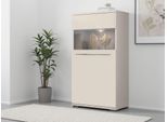 Highboard OTTO HOME "Piano Vitrine", beige (beige hochglanz), B:60cm H:123cm T:40,2cm, Holzwerkstoff, Sideboards, Highboard, UV lackiert, Soft-Close Funktion