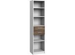 Regal WIMEX "Joker", weiß (weiß, flagstaff eiche), B:47cm H:198cm T:38cm, Regale, Regal, hohes Bücherregal mit 2 Schubladen
