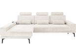 Ecksofa "SO 3600, inkl motor. Sitztiefenverstellung, Kopfstützen, Nierenkissen", weiß (kama natur), B:293cm H:85cm T:180cm, 100% Polyester, SET ONE BY MUSTERRING, Sofas, Ecksofa, Sitzhöhe 44 cm, Federkern, Breite 293 x Tiefe 180 cm, Kama natur