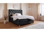 Boxspringbett HOME AFFAIRE "Harmones hoch", grau (anthrazit), B:183cm L:210cm, Struktur (100% Polyester), Komplettbetten, Boxspringbett, in 3 Breiten, Härtegrad auch im Mix mit je 1 Matratze in H2 und H3