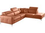 Ecksofa EGOITALIANO "Matt, hoher Sitzkomfort und aufwendige Detailverarbeitung, L-Form", rot (brick), B:285cm H:100cm T:221cm, Leder »BULL« (echtes Rindsleder). Geschliffenes, pigmentiertes und behandeltes Rindsleder mit einer Dicke von 1, 3-1, 5 mm. Dieses Leder zeigt eine ziemlich weiche Hand mit einem halb undurchsichtigen Aussehen. Es handelt sich um ein geschütztes Leder. Eine leichte Decksch