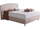 Boxspringbett, beige, B:154cm L:210cm, Bezug Unterbox und Kopfteil: Mikrovelours, strapazierfähig und pflegeleicht (100% Polyester);Bezug Obermatratze: 100% Polyester, waschbar bis 60C;Bezug Topper: 100% Polyester, waschbar bis 60C, WESTFALIA SCHLAFKOMFORT, Komplettbetten, Boxspringbett, mit Topper