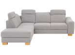 Ecksofa HOME AFFAIRE "Dundee L-Form", grau, B:263cm H:86cm T:219cm, Struktur fein (100% Polyester), Sofas, Ecksofa, wahlweise mit Kopfteilverstellung und zusätzlich mit Bettfunktion