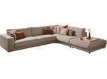 Ecksofa 3C CANDY "Enisa II, bequem und komfortabel, großes Familiensofa, L-Form", beige (sand), B:365cm H:86cm T:322cm, 100% Polyester, Sofas, Ecksofa, incl. 3 Flatterkissen, wahlweise mit Flecken-Schutz-Bezug Easy care