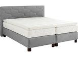 Boxspringbett, grau, B:215cm L:210cm, Bezug: 100% Polyester, WESTFALIA SCHLAFKOMFORT, Komplettbetten, Boxspringbett, wahlweise mit Topper