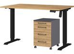 Büromöbel-Set GERMANIA "Profi 3.0", schwarz (grandson, eiche, nachbildung, schwarz), Schreibtisch 120cm breit Holzwerkstoff Metall, Holzwerkstoff, Metall, Arbeitsmöbel-Sets, Büromöbel-Set, Büromöbel-Set bestehend aus Schreibtisch und Rollcontainer