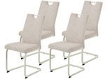 Freischwinger HELA "TIVOLI", beige (creme, perlweiß, perlweiß, creme), B:43,5cm H:97cm T:60,5cm, Metall, Polyester, Stoff, Stühle, Freischwinger, Freischwinger, Gestell Perlweiß, mit Griff, 140kg belastbar