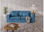 4-Sitzer HOME AFFAIRE "ALISSAS mit vielen Kissen, Biesen an den Kissen", blau, B:240cm H:94cm T:146cm, 92% Polyester, 8% Nylon, Sofas, 4-Sitzer, Hussenoptik, mit kleinen Taschen an der Seite zum Verstauen