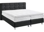 Boxspringbett, schwarz (scwarz), B:195cm L:210cm, Bezug: Kunstleder, Polyurethan;Polsterung: 100% Polyester, WESTFALIA SCHLAFKOMFORT, Komplettbetten, Boxspringbett, mit Knöpfen in Kristalloptik, wahlweise mit Topper