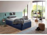 Polsterbett "Texel", blau (navy), B:106cm H:42cm L:206cm, Bezug Bett: Veloursstoff 100% Polyester oder Microfaser (100% Polyester);Bonnell-Federkernmatratze: 51% Polypropylen, 39% Polyester und 10% Baumwolle;Kaltschaummatratze: 100% Polyester, Bezug abnehm- und waschbar bis 60C;Kissenbezug: 100% Polyester, Füllung : 100% Polyester (Hohlfaser), WESTFALIA SCHLAFKOMFORT, Betten, Polsterbett, Komforth