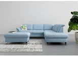 Ecksofa SIT & MORE "Maggiore L-Form", blau (hellblau), B:261cm H:88cm T:224cm, 98% Polyester, 2% Polyamid, Sofas, Ecksofa, wahlweise mit Kopfteilverstellung, Bettfunktion und Stauraum