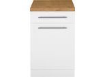 Unterschrank WIHO KÜCHEN "Unna", weiß (front und korpus: weiß, arbeitsplatte: kastelleiche), B:50cm H:85cm T:60cm, Schränke, Unterschrank, 50 cm breit
