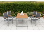 Garten-Essgruppe MERXX "»Siena«", grau (grau, grau, graphit), Aluminium, Massivholz, Polyester, Sitzmöbel-Sets, Garten-Essgruppe, Ausziehtisch: LxB: 150-200 x 90 cm