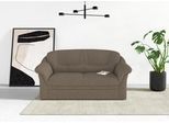 2-Sitzer DOMO COLLECTION "Montana für kleine Räume, Breite 146cm, komfortabel und zeitlos", grau (stone), B:146cm H:84cm T:82cm, 100% Polyester, Sofas, 2-Sitzer, bequeme Armlehnen