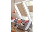 Dachfensterplissee SUNLINES "Classic Style Crepe", beige (sand, weiß), B:49cm H:80cm, Obermaterial: 100% Polyester, Plissees, Dachfensterplissee, mit Führungsschienen