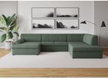 Wohnlandschaft DOMO COLLECTION "Topper, elegant und zeitlos, komfortabel, U-Form", grün (apfelgrün), B:320cm H:78cm T:213cm, Sofas, Wohnlandschaft, wahlweise mit Bettfunktion