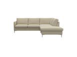 Ecksofa FLEXLUX "Fiore, L-Form", beige (sandy beige), B:234cm H:85cm T:225cm, 100% Polyester, Sofas, Ecksofa, schmale Armlehnen, Füße alufarben, B/T 234/225 cm, Kaltschaum im Sitz