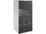 Schubkastenkommode WIMEX "Level36 C by fresh to go", weiß (weiß, glas grau), B:41cm H:84cm T:41cm, Holzwerkstoff, Sideboards, Schubkastenkommode, mit Glaselementen auf der Front, soft-close Funktion, 41cm breit