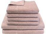 Handtuch Set DYCKHOFF "Bridge", rosa (rose), 6 Stk., Walkfrottier, Walkfrottier, Obermaterial: 100% Baumwolle, Handtuch-Sets, Handtuch Set, 4 Handtücher (50x100cm), 2 Duschtücher (70x140cm)