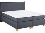 Boxspringbett HOME AFFAIRE "Houssay", grau (anthrazit), B:152cm L:225cm, Struktur fein (100% Polyester), Komplettbetten, Boxspringbett, inkl. Topper, 5 Breiten, 2 Härtegraden auch in Überlänge 220 cm