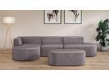 Ecksofa OTTO HOME "EIVIND Designer Sofa mit Ottomane rechts/links, B/T/H: 343/159/72 cm", grau (dunkelgrau), B:343cm H:72cm T:159cm, 100% Polyester, Sofas, Ecksofa, L-Form mit Wellenunterfederung, auch in Feincord und Bouclé