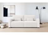 3-Sitzer OTTO HOME "JIGGS wahlweise Schlafsofa mit Bettkasten, Maße B/H/T: 228/96/110 cm", beige (creme), B:228cm H:96cm T:110cm, 100% Polyester, Sofas, 3-Sitzer, Sofa mit Wellenunterfederung, enthält 2 Rückenkissen und 2 Zierkissen