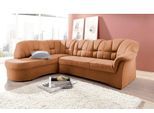 Ecksofa DOMO COLLECTION "Papenburg, zeitlose Rückensteppung, elegante Armlehne, L-Form", orange (pfirsich), B:241cm H:84cm T:178cm, Kunstleder SOFTLUX;Luxus-Microfaser (100% Polyester);Struktur ( 90% Polyester, 10% Polyacryl);Microfaser PRIMABELLE (100% Polyester), Sofas, Ecksofa, mit Ottomane, wahlweise mit Bettfunktion